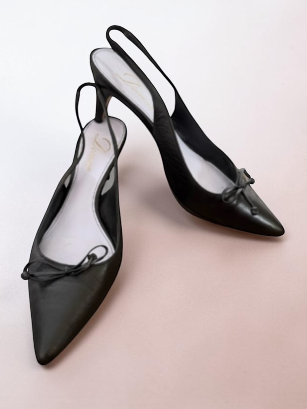 DELMAN black bow slingback heels Size 8